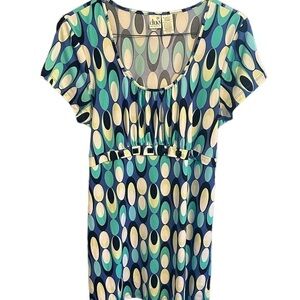 Duo Shirt Babydoll Y2K Teal & White Polka Dot Maternity Top Size XL